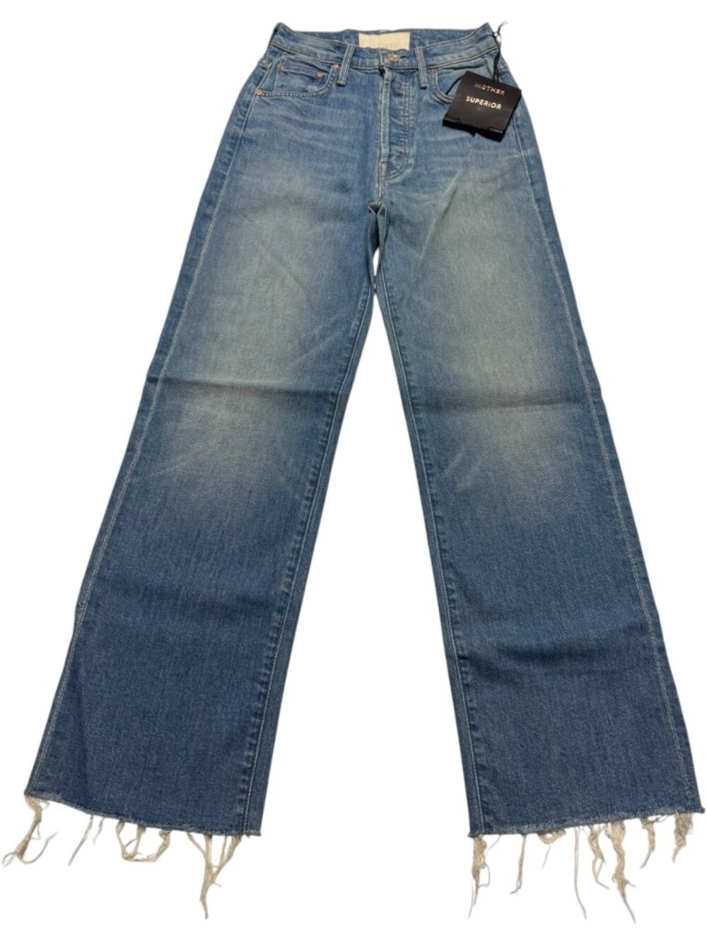 👖 MOTHER 🔥 The Rambler Ankle Fray Denim Jeans Light Chambray Blue Size 24 NWT
